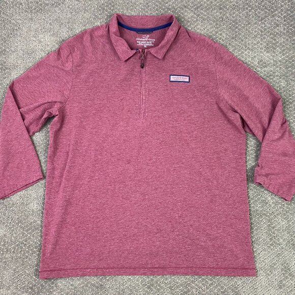 Vineyard Vines Shep Shirt Men's XL Jetty Red 1/4 Zip Performance 3/4 Sleeves - Picture 1 of 14